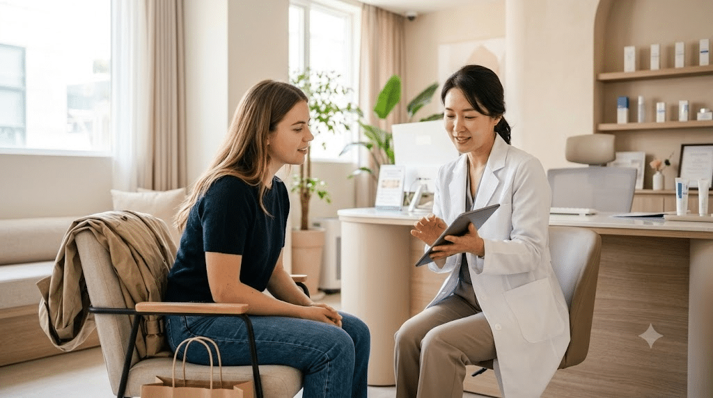 Skin clinic consultation during a Seoul trip