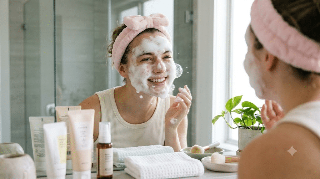 Korean bubble mask foaming on the face