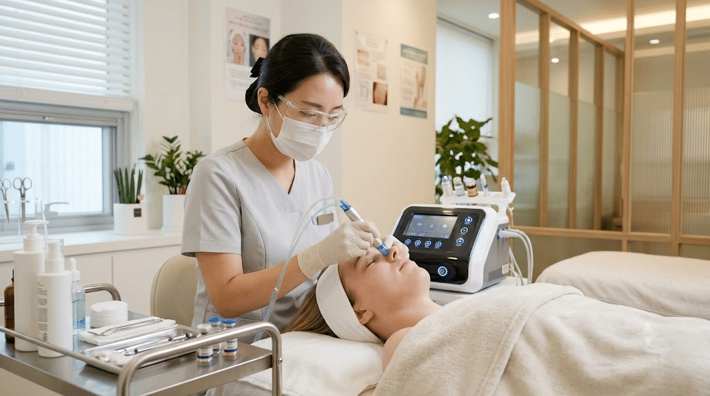 Aqua peel pore treatment at a Korean skin clinic