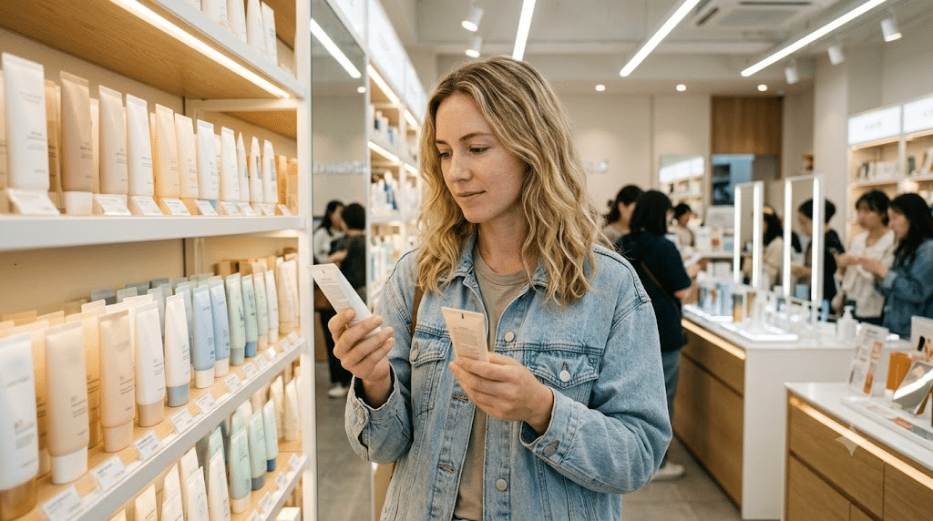 olive young sunscreen shelf in korea