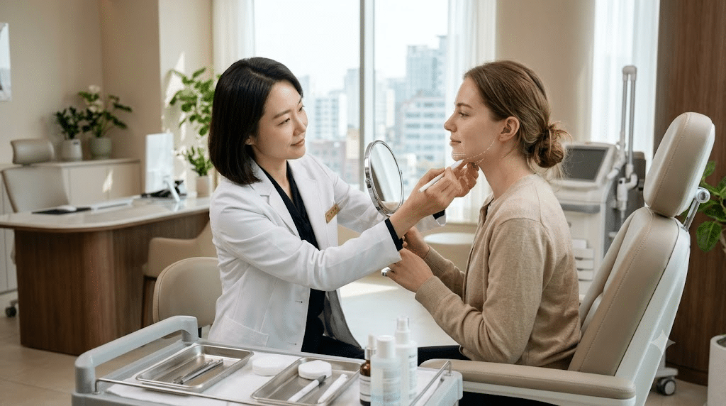 Non-surgical fat reduction consultation for the double chin