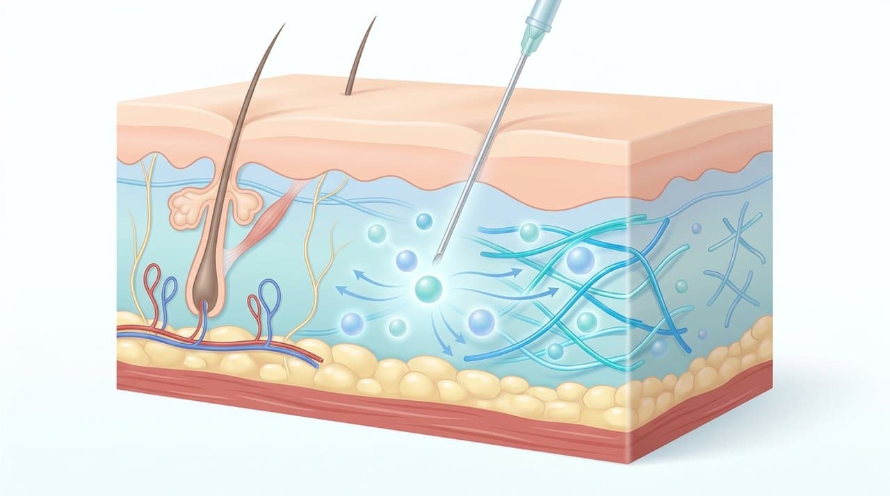 Juvelook collagen booster comparative infographic of penetration depth, clinical efficacy duration and discomfort index