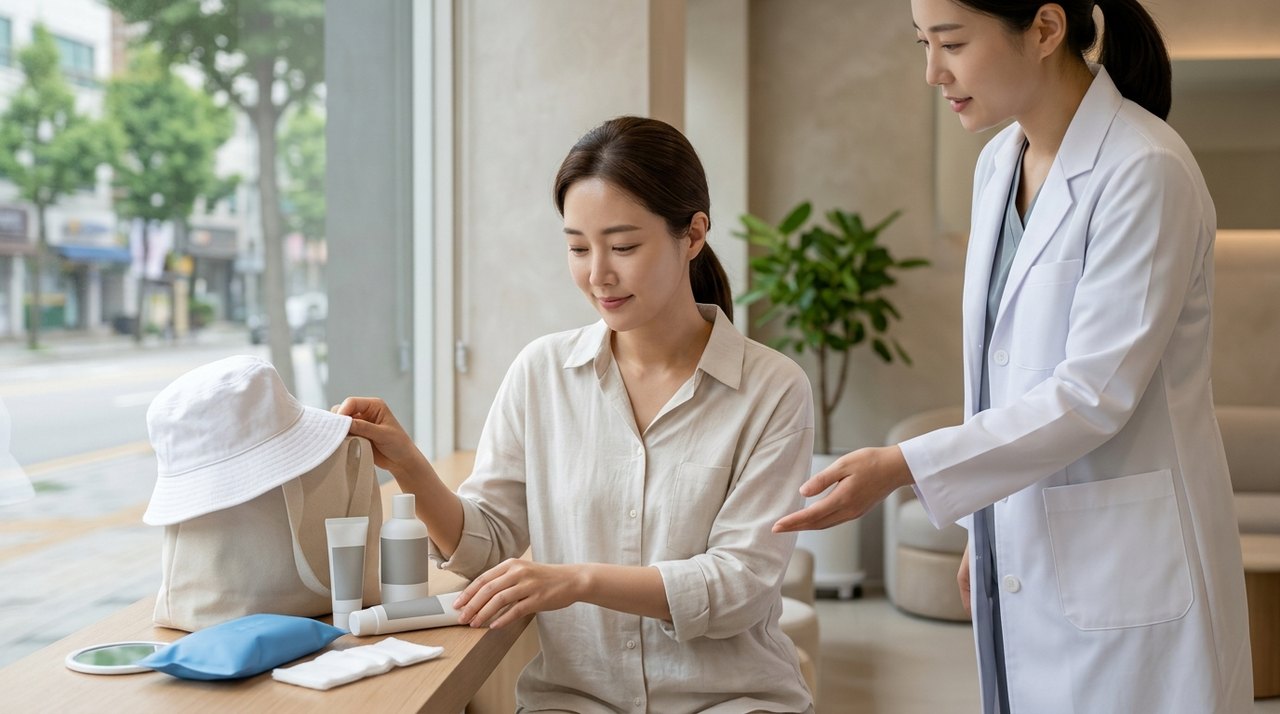 medical trip recovery kit korea packing consultation with a board-certified Korean dermatologist using skin diagnostic imaging
