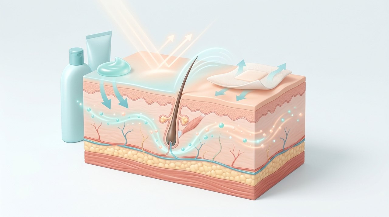 medical trip recovery kit korea packing comparative infographic of penetration depth, clinical efficacy duration and discomfort index