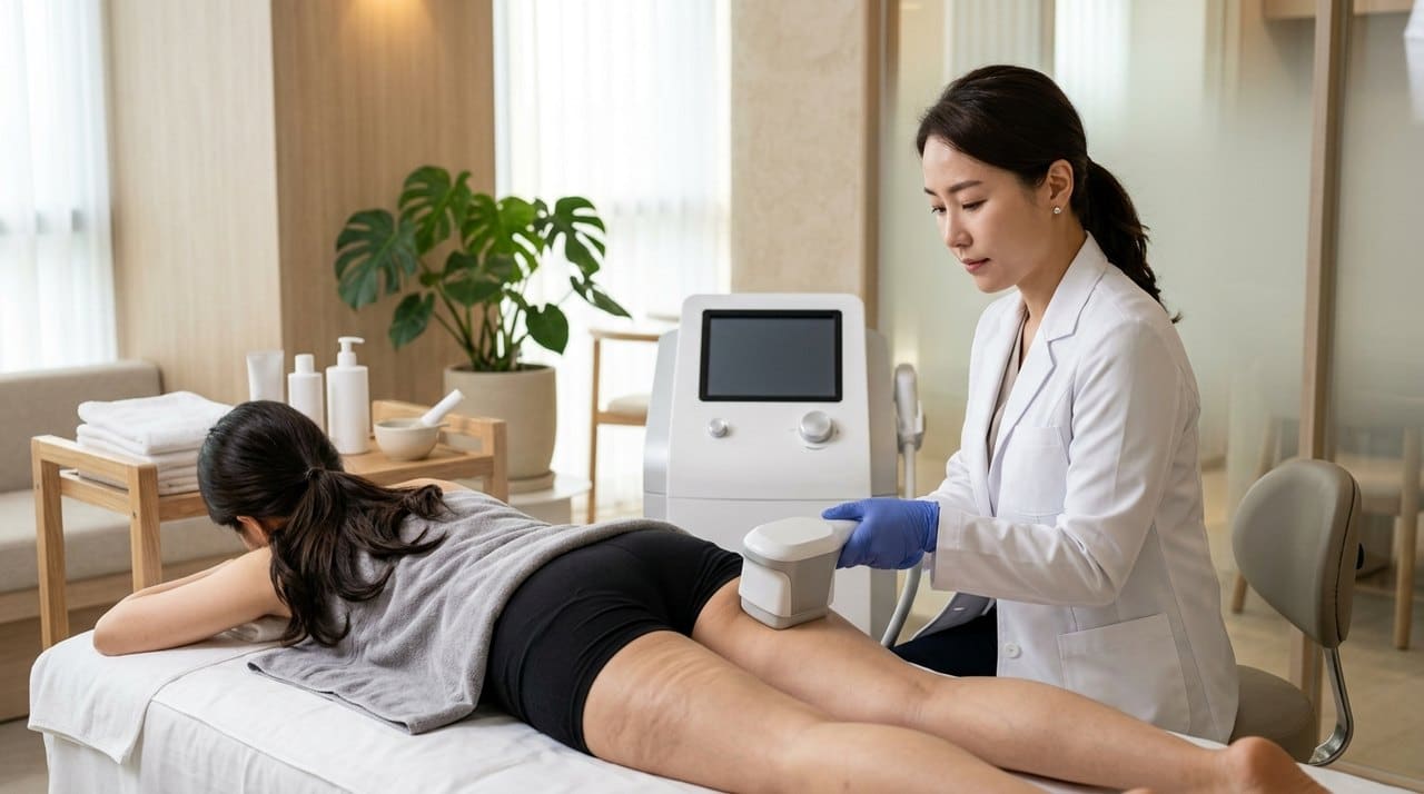 microwave body contouring cellulite korea consultation with a board-certified Korean dermatologist using skin diagnostic imaging