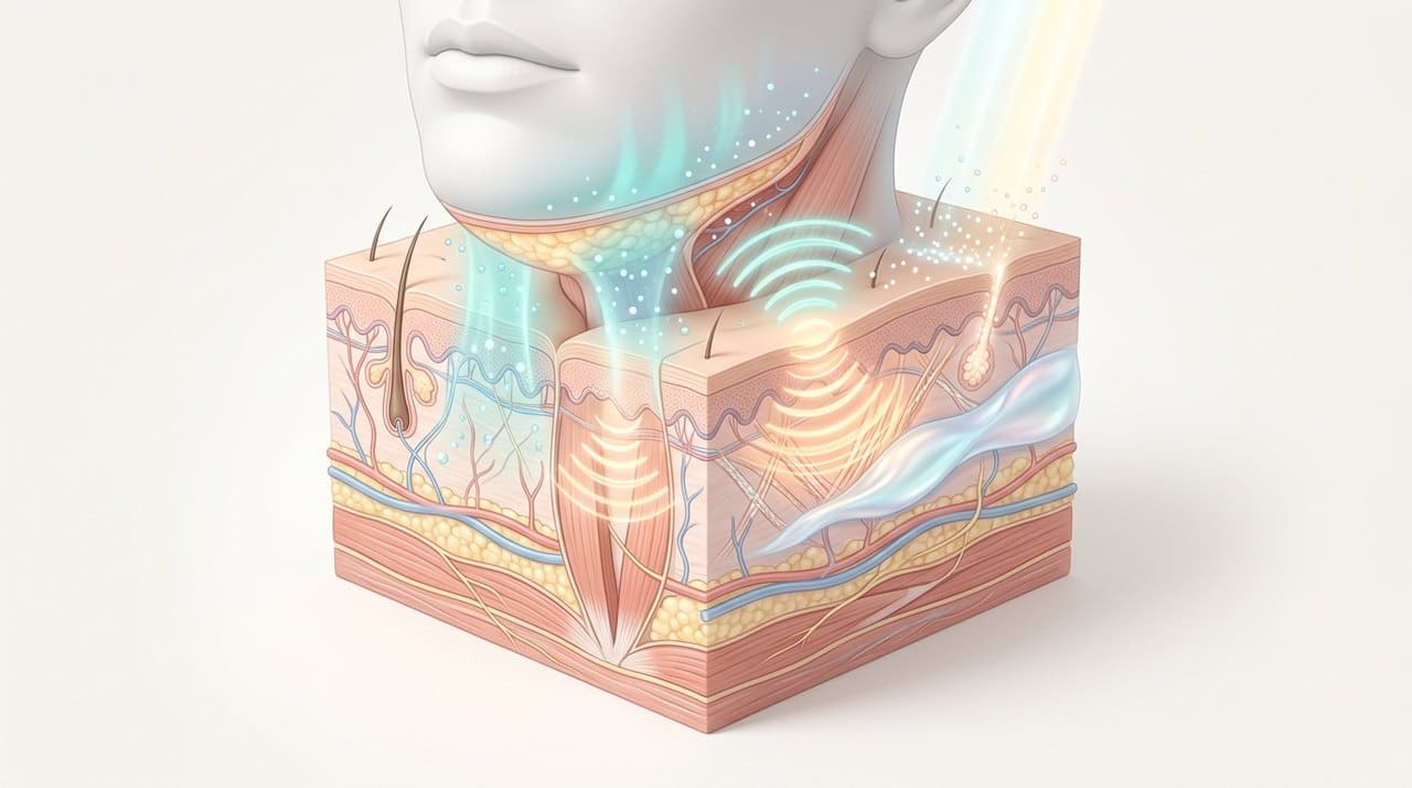 neck rejuvenation treatment cost factors comparative infographic of penetration depth, clinical efficacy duration and discomfort index