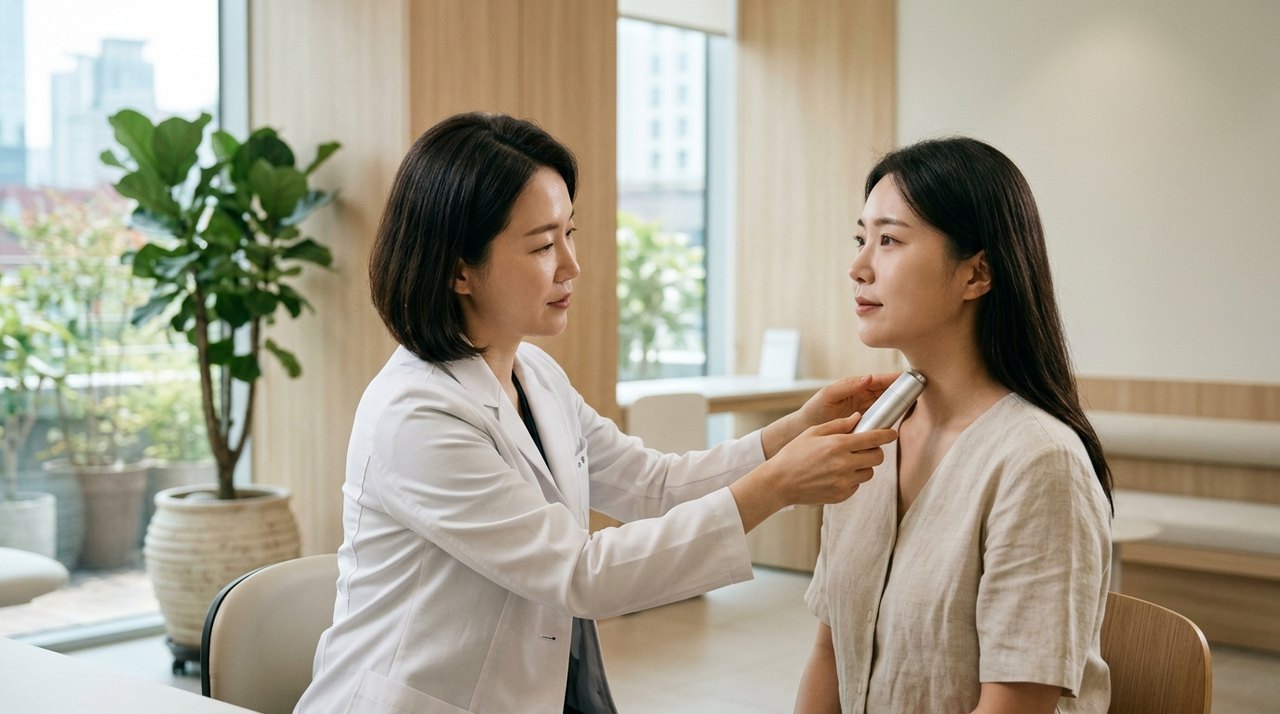 neck rejuvenation treatment effect duration consultation with a board-certified Korean dermatologist using skin diagnostic imaging