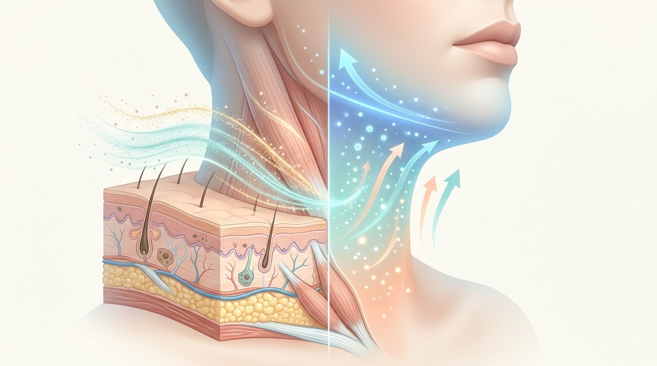 neck rejuvenation treatment ideal candidates comparative infographic of penetration depth, clinical efficacy duration and discomfort index