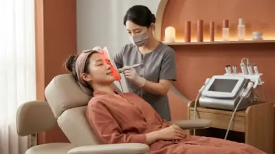 A modern dermatology clinic setting illustrating advanced skin rejuvenation technology