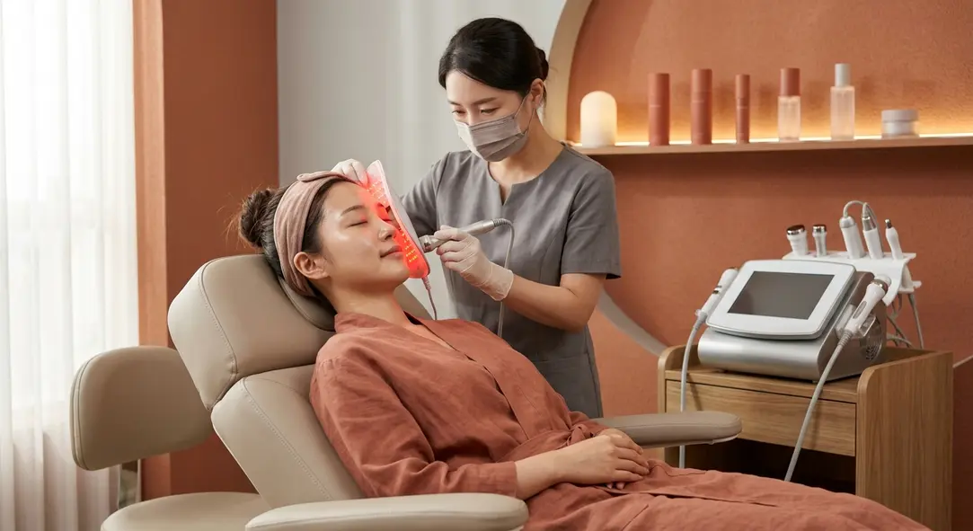 A modern dermatology clinic setting illustrating advanced skin rejuvenation technology