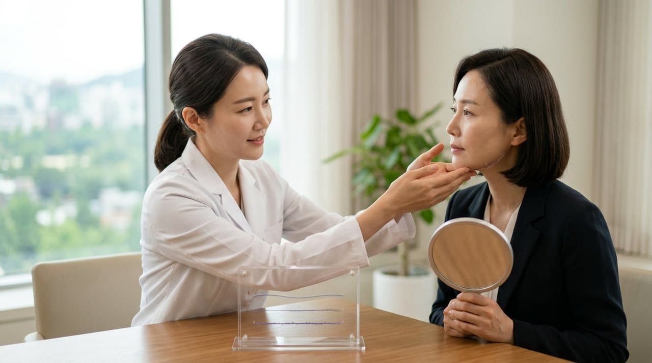 pdo thread lift korea guide consultation with a board-certified Korean dermatologist using skin diagnostic imaging