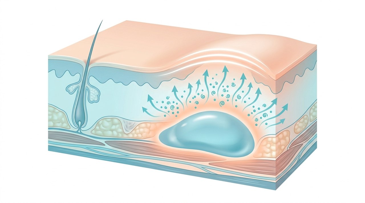radiesse cheek filler volume comparative infographic of penetration depth, clinical efficacy duration and discomfort index
