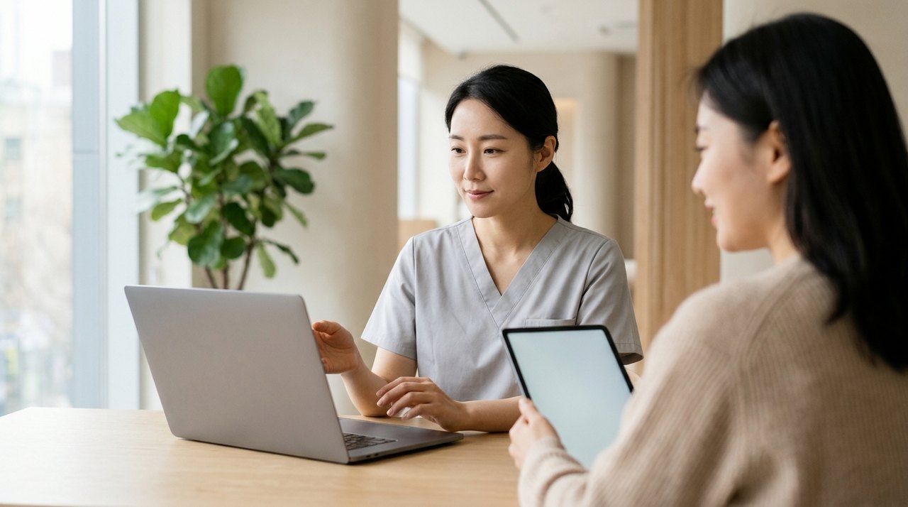 remote follow up care after returning home consultation with a board-certified Korean dermatologist using skin diagnostic imaging