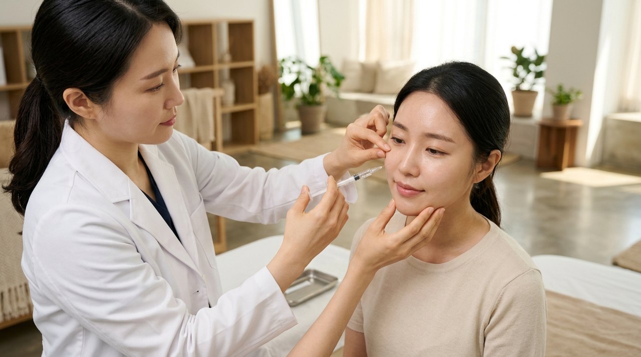 skin booster injection depth guide consultation with a board-certified Korean dermatologist using skin diagnostic imaging