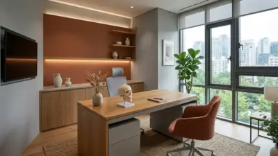 A luxurious, modern medical consultation room in South Korea
