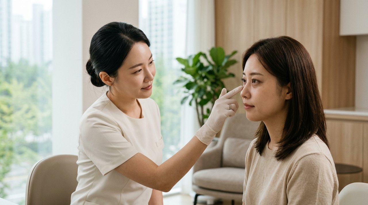 dark circle under eye treatment korea consultation with a board-certified Korean dermatologist using skin diagnostic imaging