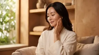 A serene woman experiencing a glowing, rejuvenating facial treatment highlighting anti-aging and skin lifting concepts.
