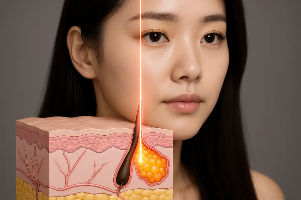 Visualizing the Acure Laser’s targeted action on sebaceous glands.