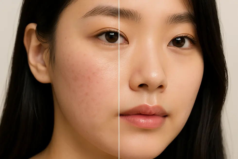 Visible improvements in skin texture after treatment.