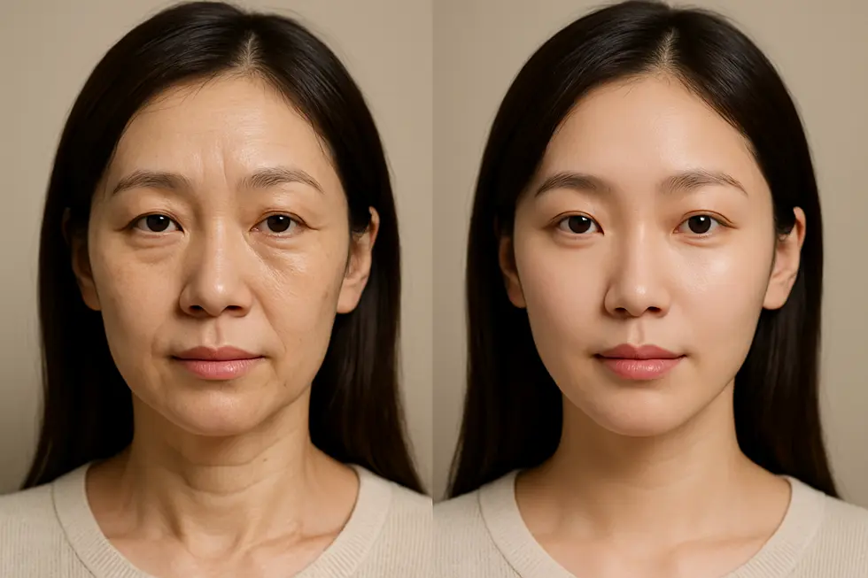 Visible improvements in skin texture and tightness after Morpheus8 treatment.