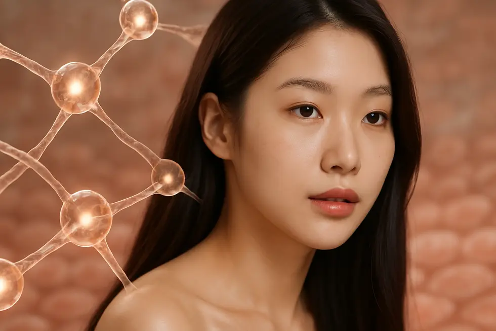 A visual representation of how XELHA’s cross-linked hyaluronic acid works deep within the skin’s dermal layer.