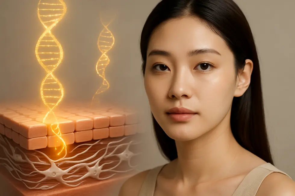 A visual representation of Polynucleotide (PN) working at a cellular level to regenerate skin.