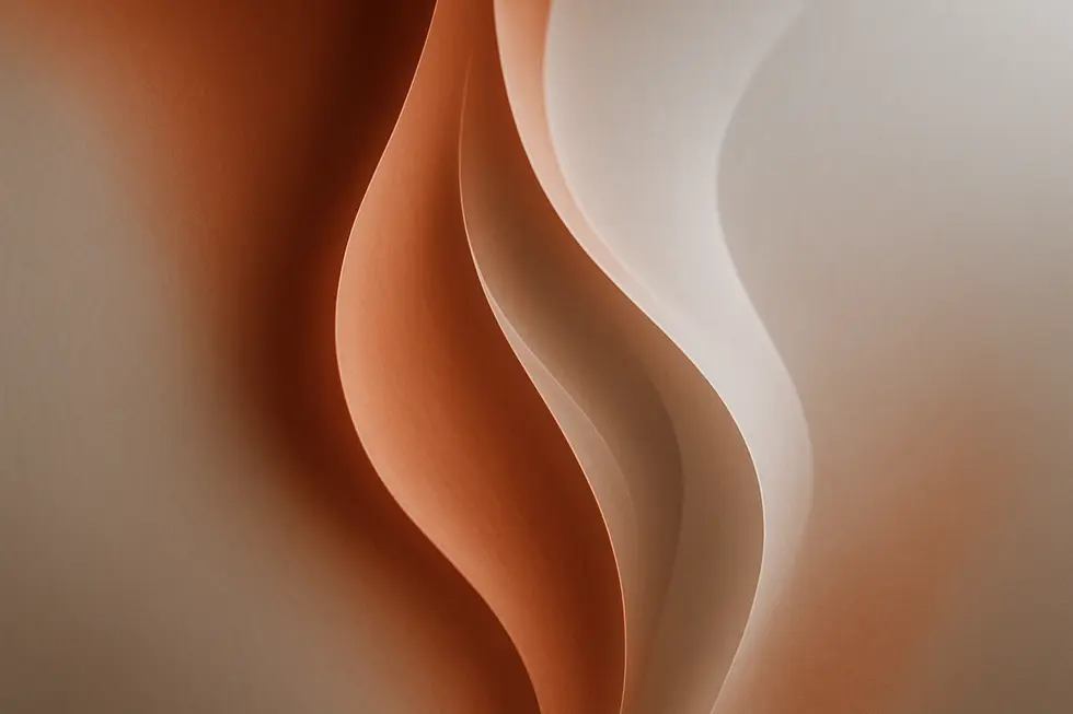 女性のデリケートゾーンの健康と幸福感を象徴する、暖色系の抽象的なイラスト。