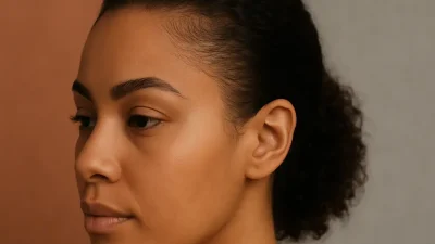 自然な仕上がりのヘアライン半永久球が施された生え際のクローズアップ画像。