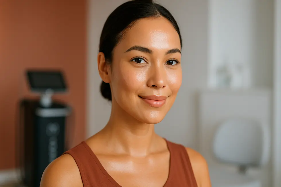 インモードモーフィアス8の施術でハリと輝きを取り戻した女性の顔。