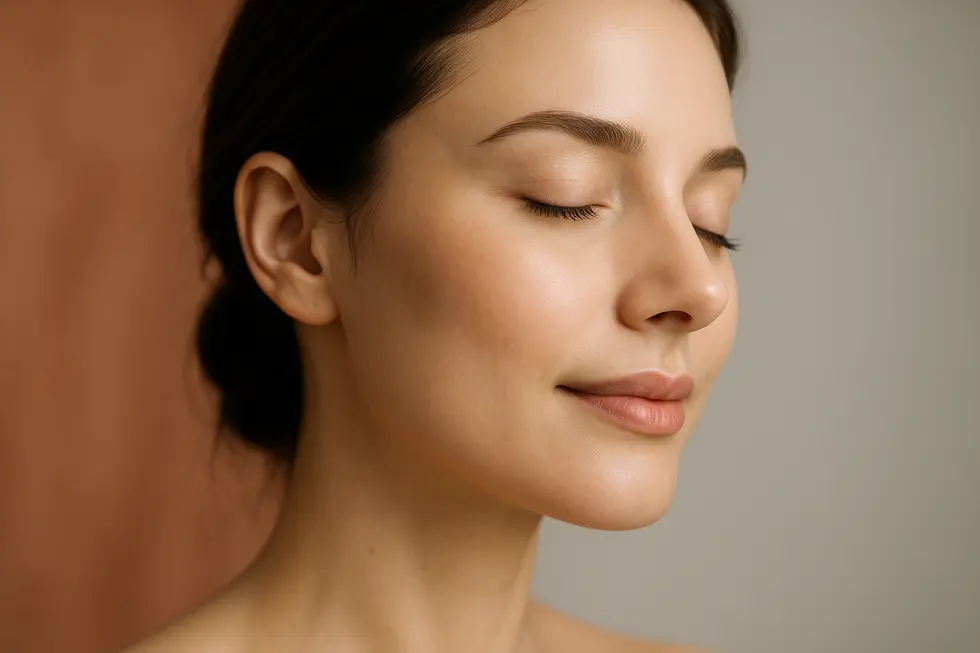 自然で洗練された鼻のラインを持つ女性の横顔。鼻彫刻注射の自然な仕上がりを表現しています。