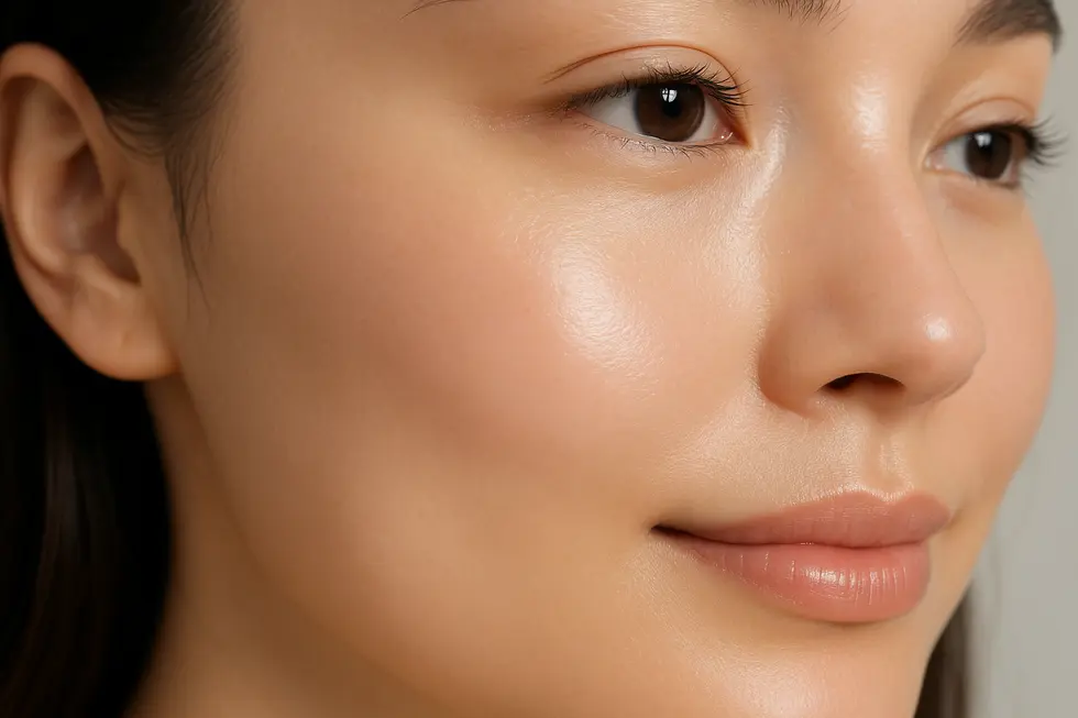 リジュランHBの施術によって改善された、ハリと潤いのある滑らかな肌のクローズアップ。