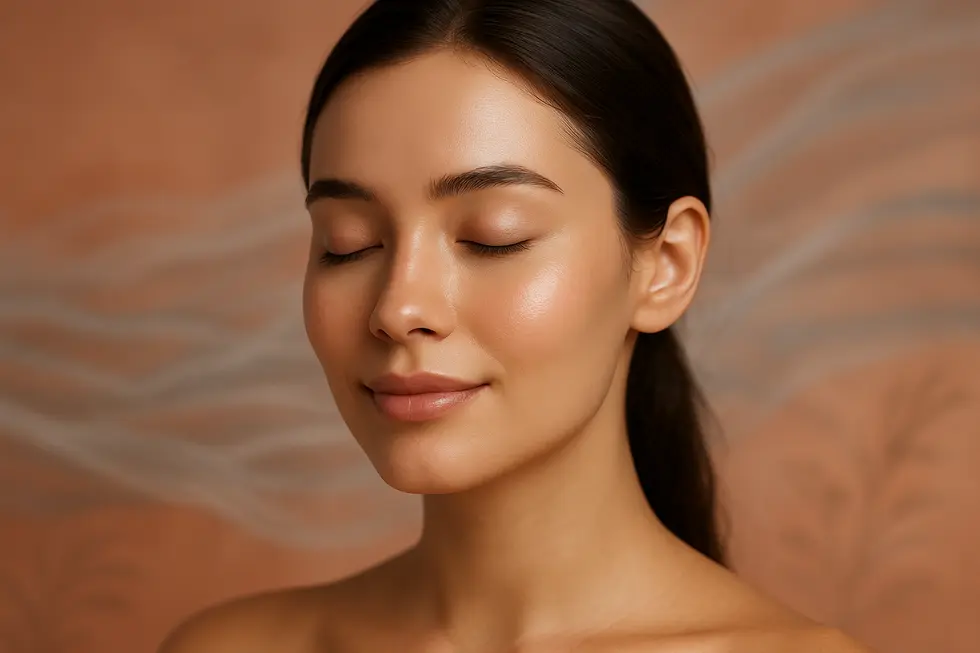 健康的で輝く肌の女性の顔。リズネによる肌再生を象徴するイメージ。