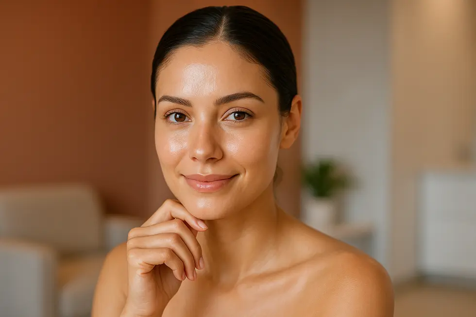 レヴィナス施術によって美しくなった、透明感とハリのある肌を持つ女性の顔。