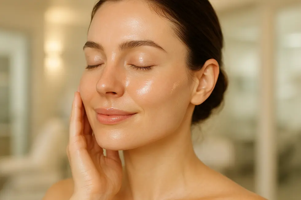 医療美容施術「ビタラン」による、なめらかで透明感のある女性の肌のクローズアップ画像。