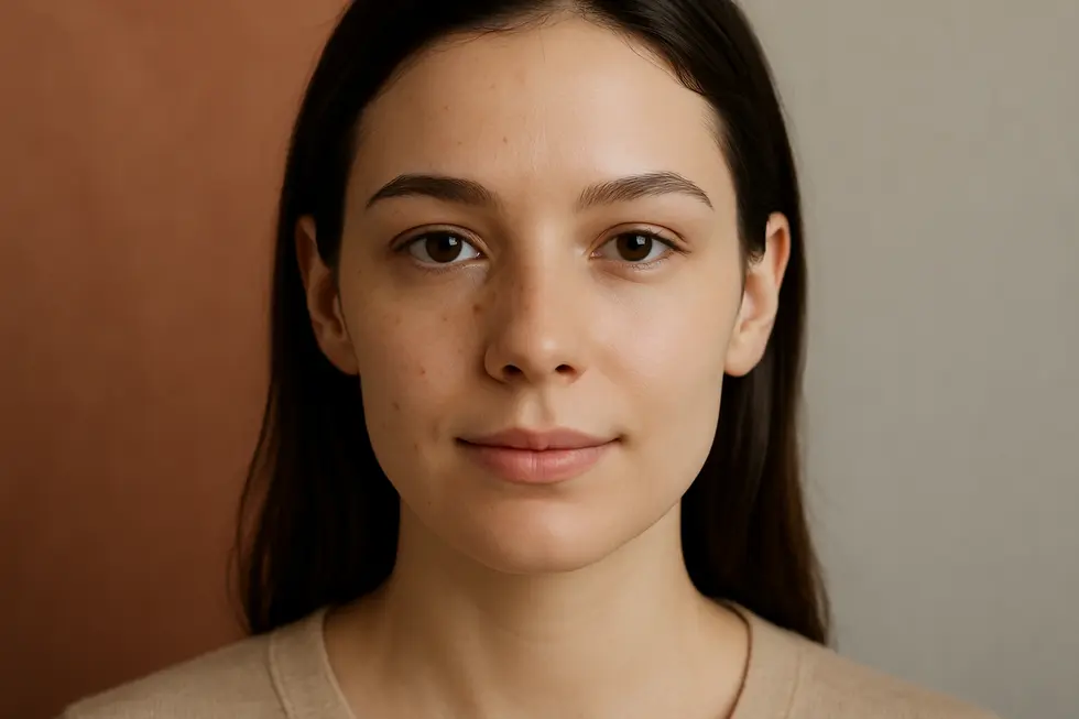 CO2レーザー治療前後で肌質が改善された顔のクローズアップ画像。