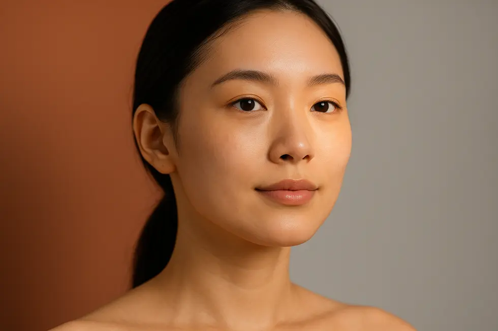 PDT治療によってニキビが改善され、健康的な肌になった人の自信に満ちた顔の画像。