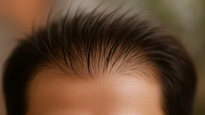 健康的で豊かな髪が生えている清潔な頭皮のクローズアップ画像。