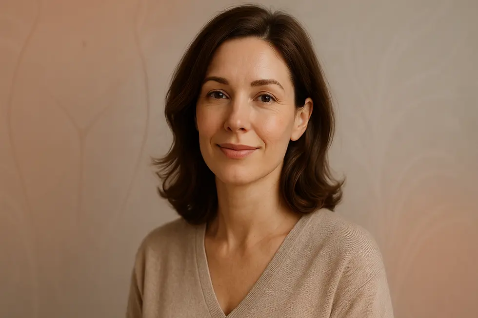 膣ソノケアの施術後、自信に満ちた笑顔を見せる女性のポートレート。