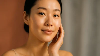 Aileenレーザー治療後の、透明感と輝きのある肌を持つアジア人女性のポートレート