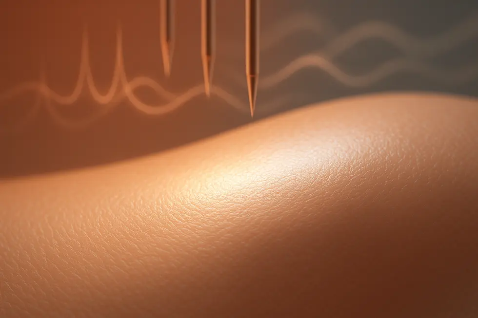 美しく輝く肌のテクスチャと、その奥に施術を連想させる抽象的な光が描かれたメイン画像