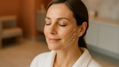 コグリフト施術後の自然なリフトアップ効果を示す、穏やかな表情の女性の顔。