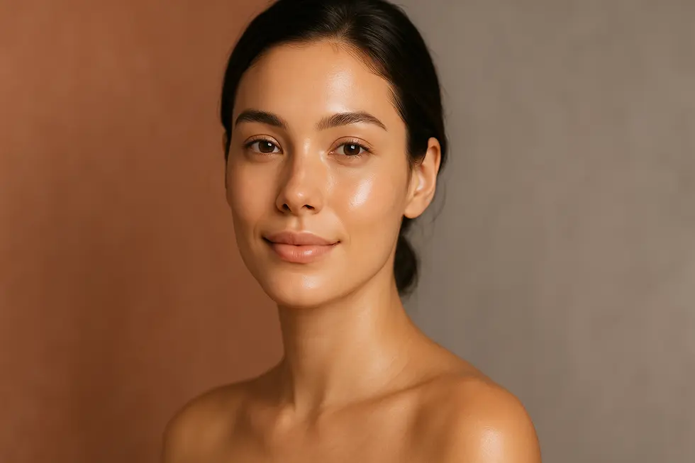 健康的で輝く肌を持つ若い女性の顔のクローズアップ。