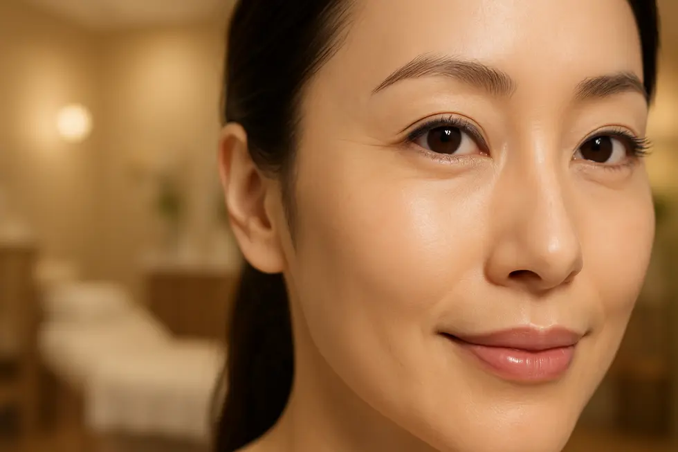 若々しく引き締まった目元のクローズアップ画像。アイウルセラによる効果を示唆。