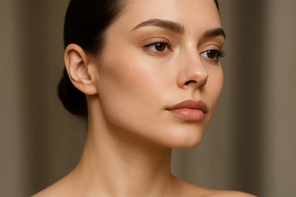 顔脂肪管理によってシャープなフェイスラインになった女性の顔