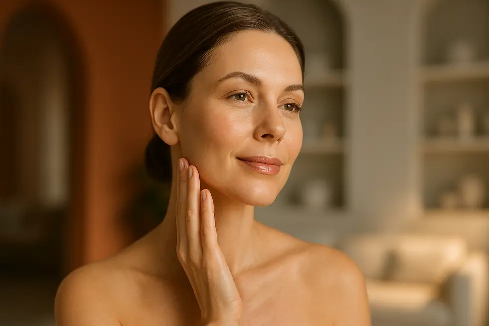 たるみが改善され、ハリのある健康的な肌を持つ女性の美しいポートレート。