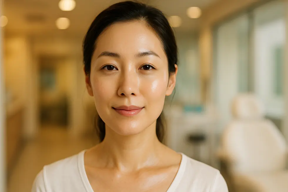 健康的な輝きを放つ、美しく潤った肌の女性のクローズアップ写真。肌の再生と若々しさを象徴しています。