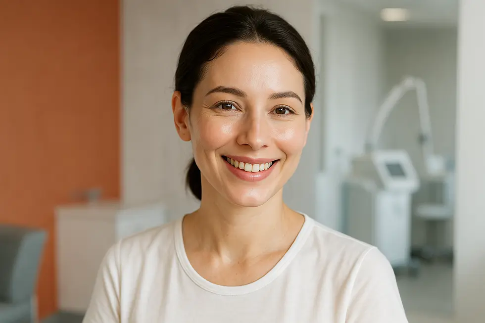 トリプルトーニング施術後の、透明感のある明るい肌を持つ女性のポートレート。