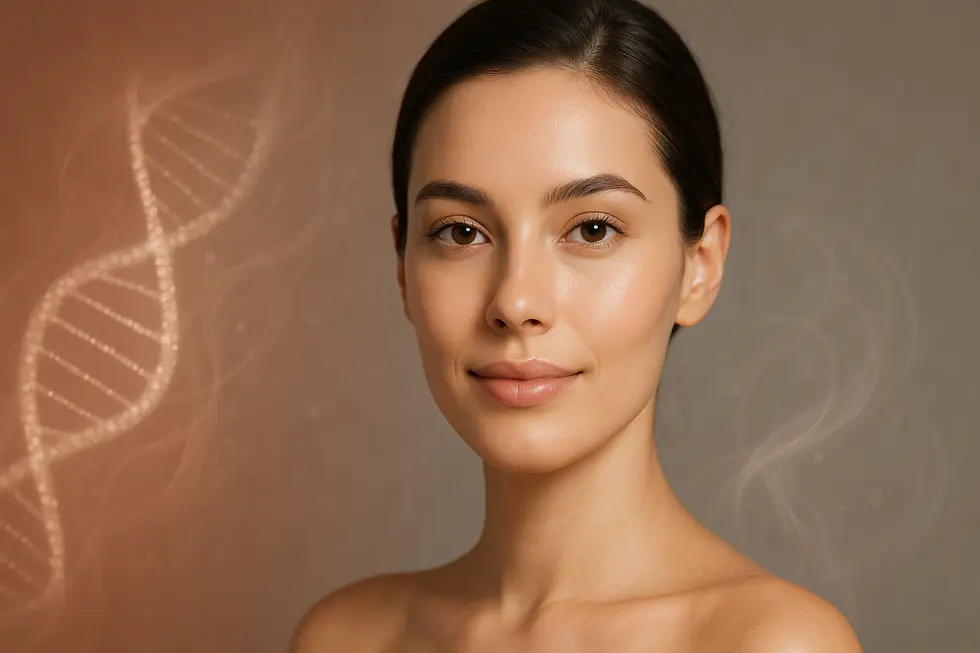 PDRN治療による肌再生を象徴する、輝くような健康的な肌の女性のポートレート。