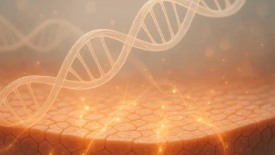 サーモンDNAと結合し再生するヒトの肌細胞の顕微鏡画像。リジェスキンのメカニズムを視覚的に表現。