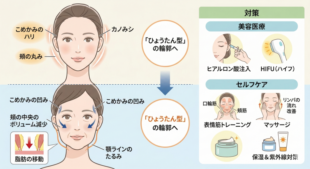 ひょうたん型の顔 改善ガイド！